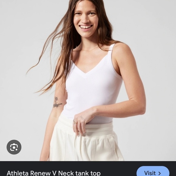 Athleta renew v-neck ribbed tank top in light green - Picture 8 of 8